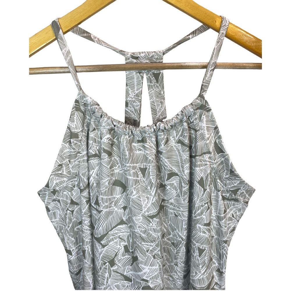 Balance Collection Womens XL Sage Green Leaf Print Racerback Active Dress Golf - Picture 4 of 10